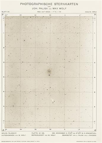 (ASTRONOMY--JOHANN PALISA & MAX WOLF) A group of 14 celestial photographs from the Photographische Sternkarten [Photographic Atlas of t